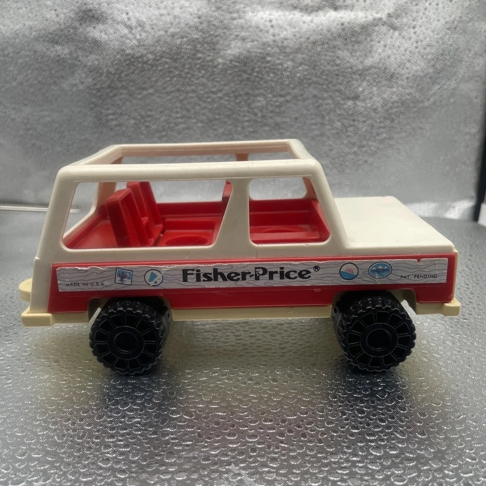 1979 Fisher Price Little 992 People Station Wagon Jeep Camping Truck Vintage Car